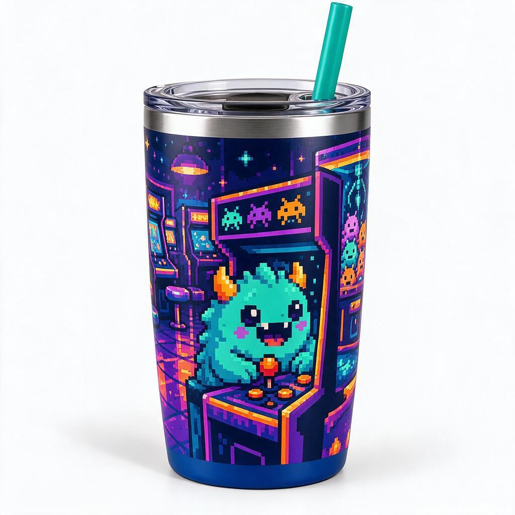Pixel Arcade Monster Straw Tumbler — additional design reference