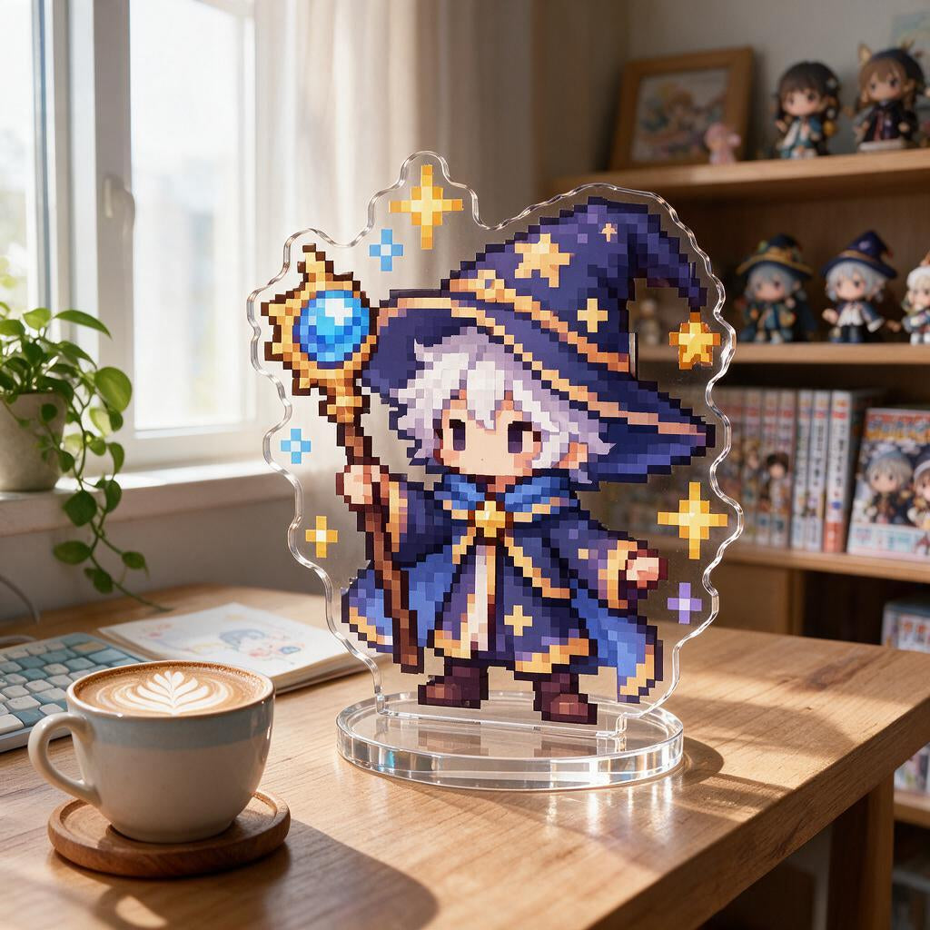 Pixel Wizard Acrylic Standee — in use