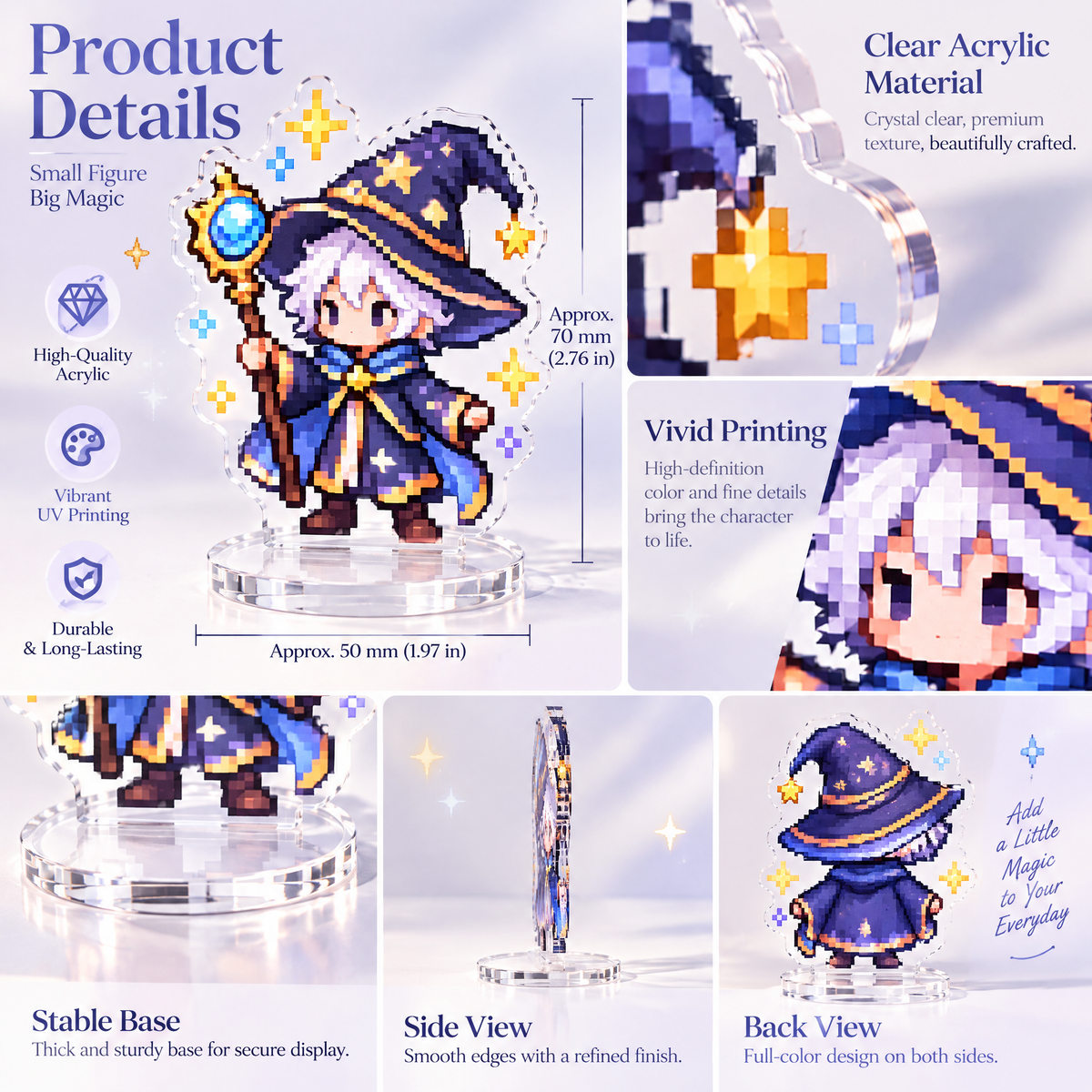 Pixel Wizard Acrylic Standee — design details