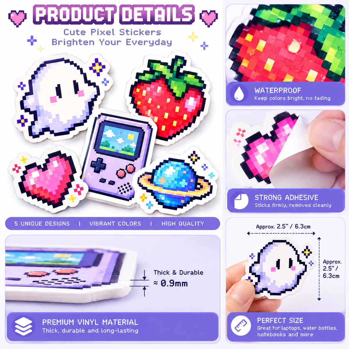 Retro Pixel World Sticker Pack — design details