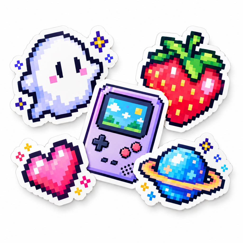 Retro Pixel World Sticker Pack — product view