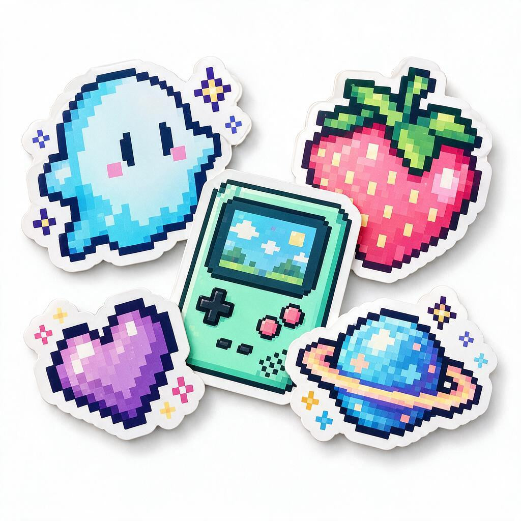 Retro Pixel World Sticker Pack — additional design reference
