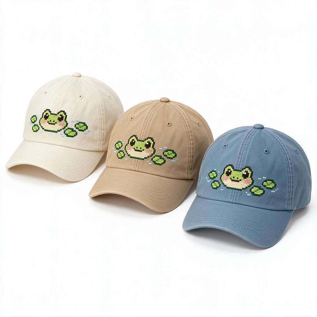 Pixel Frog Embroidered Baseball Cap — additional design reference