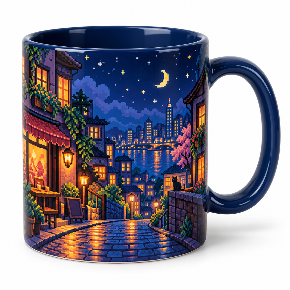 Pixel Night City Ceramic Mug — featured product