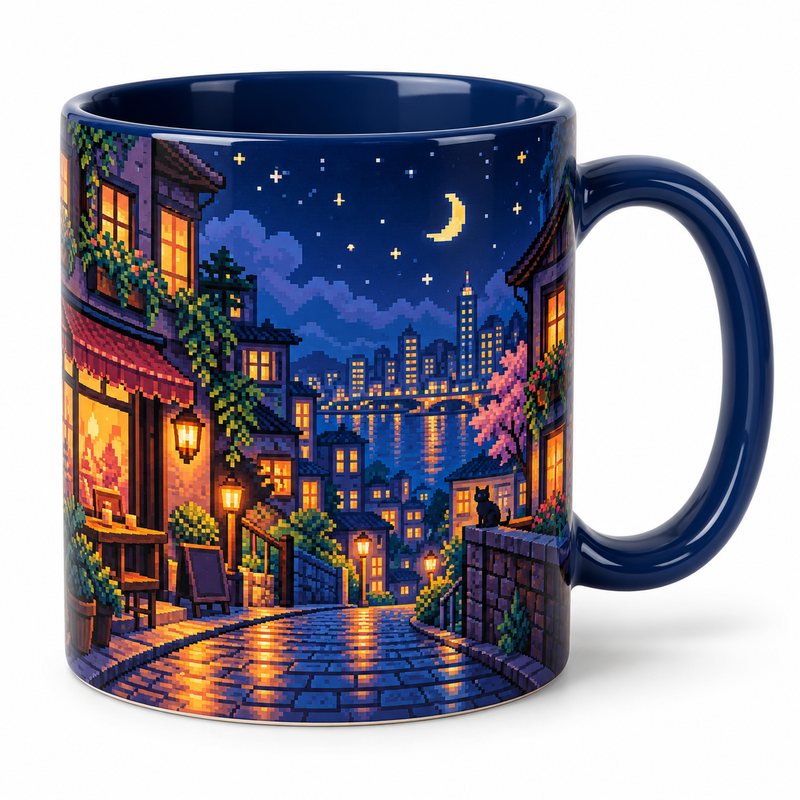 Pixel Night City Ceramic Mug