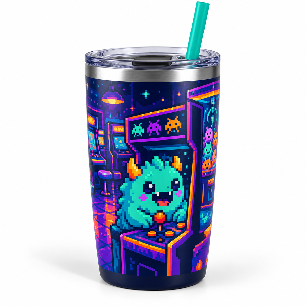 Pixel Arcade Monster Straw Tumbler — featured product