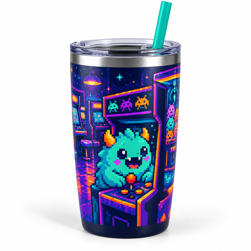 Pixel Arcade Monster Straw Tumbler — featured product
