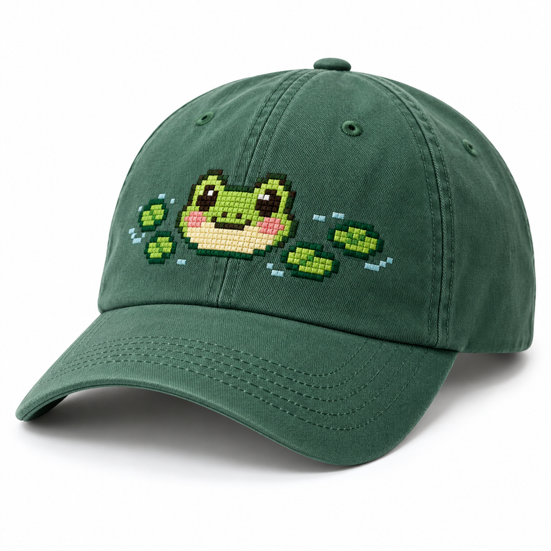 Pixel Frog Embroidered Baseball Cap